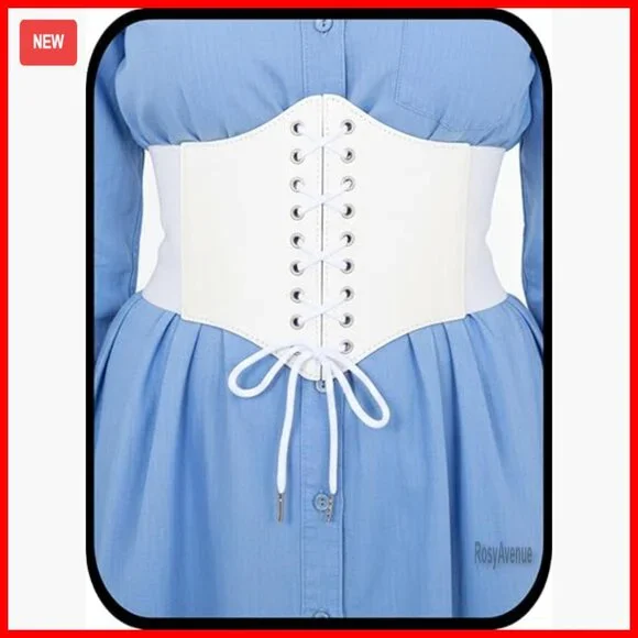 Stretchy Leather Corset Belt Elastic Waist Cincher Waspie Costume Accessory - Picture 1 of 7